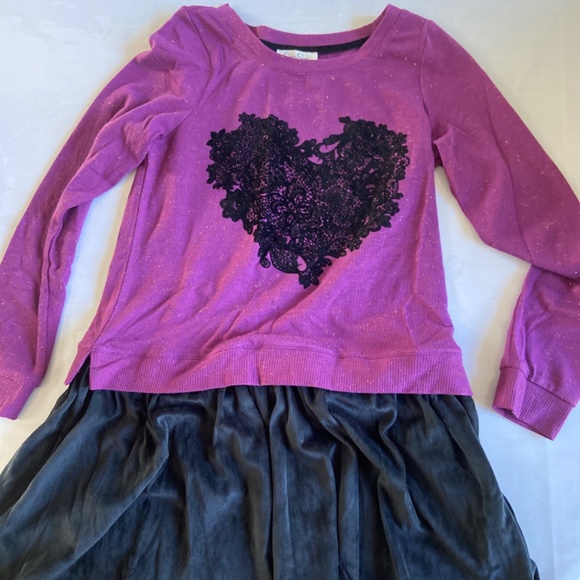 Girls purple sparkle dress with velvet bottom - Picture 3 of 3